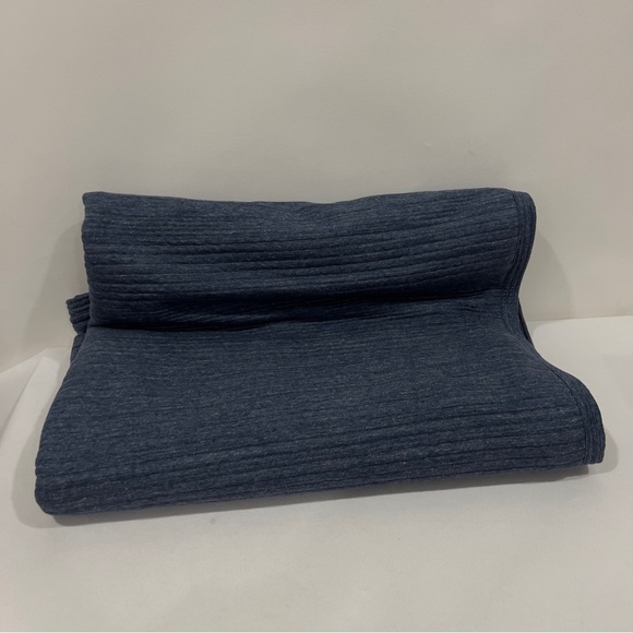 West Elm Cloud Jersey Duvet Cover Heathered Navy Blue Midnight Ribbed - Picture 2 of 10